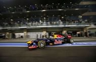 Red Bull Racing's German driver Sebastian Vettel drives in the pits